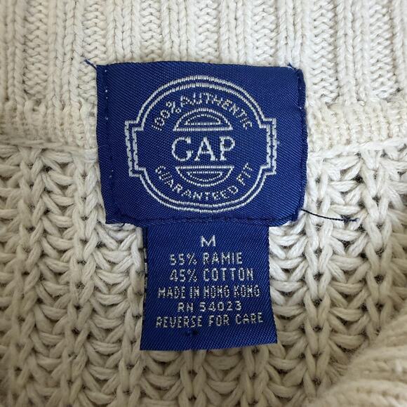 Vintage Gap Sweater Mens Medium Blue White Stripe Henley Knit Hong Kong 90s - Picture 3 of 12